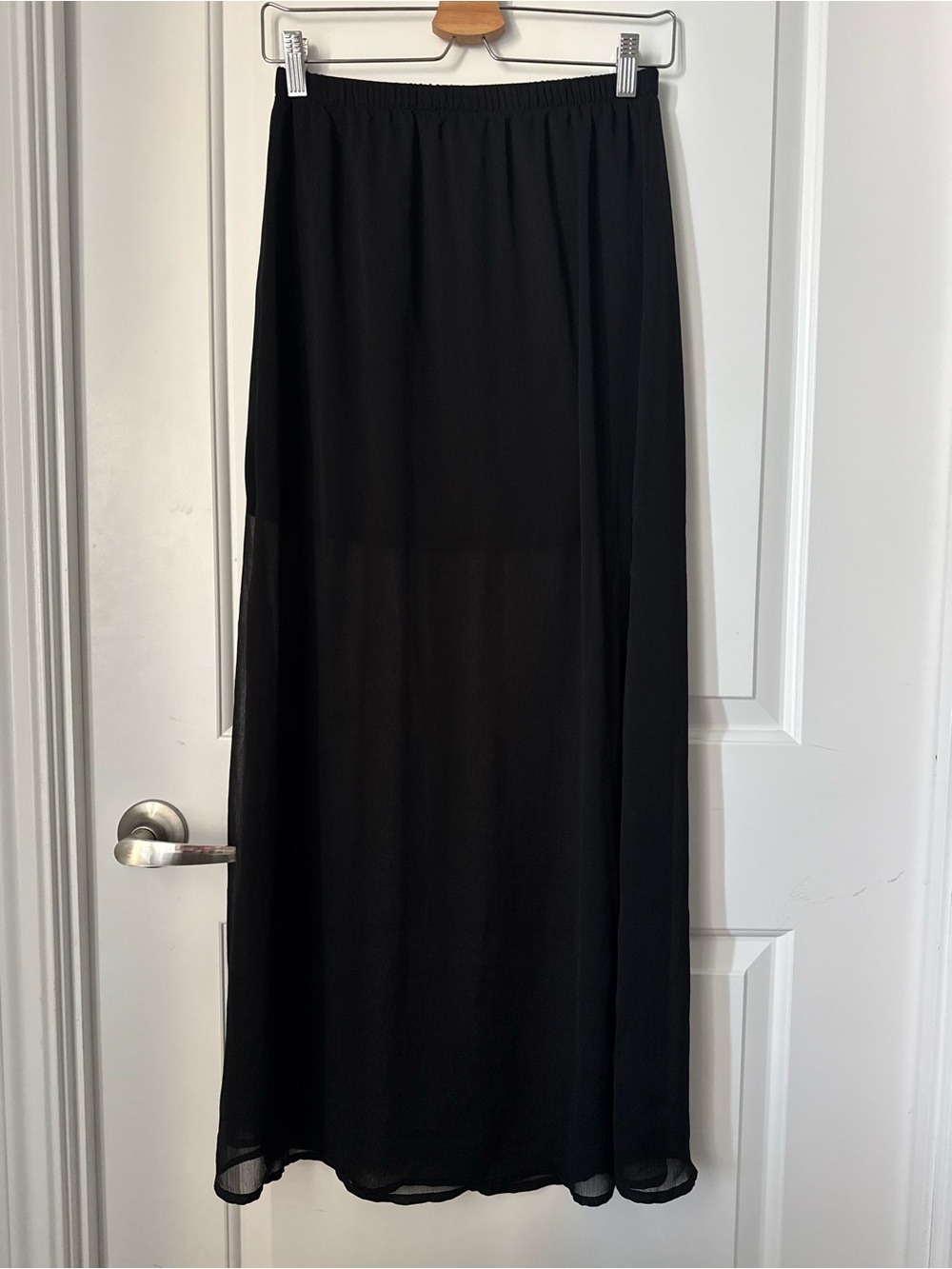 Garage black sheer maxi skirt with long side slits, small